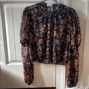 Floral Sheer Black  Women's Top